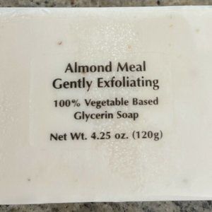 100% vegetable based glycerin soap. ALMOND MEAL GENTLY EXFOLIATING.